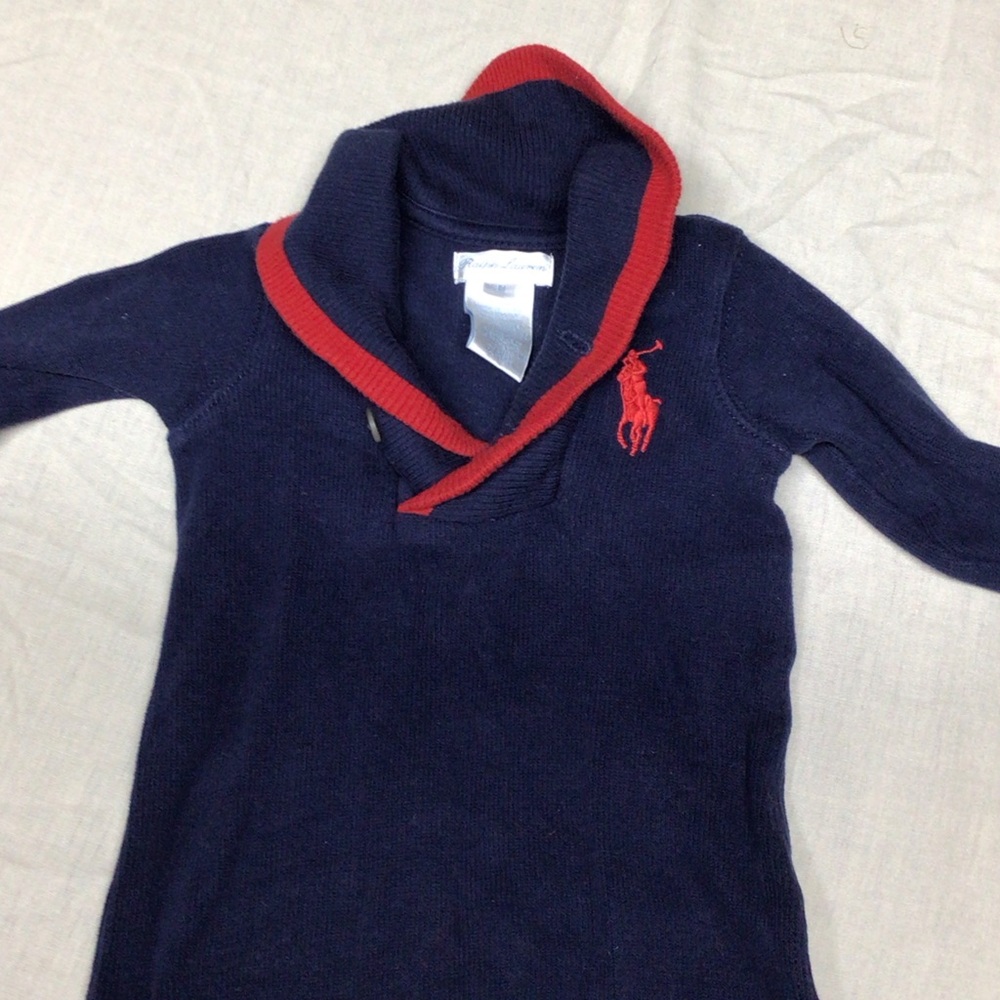 Ralph Lauren Navy Sweater with Red Accents